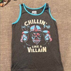 Star Wars Black Tank Top with Aqua Trim - 'Chillin' Like a Villain' Graphic